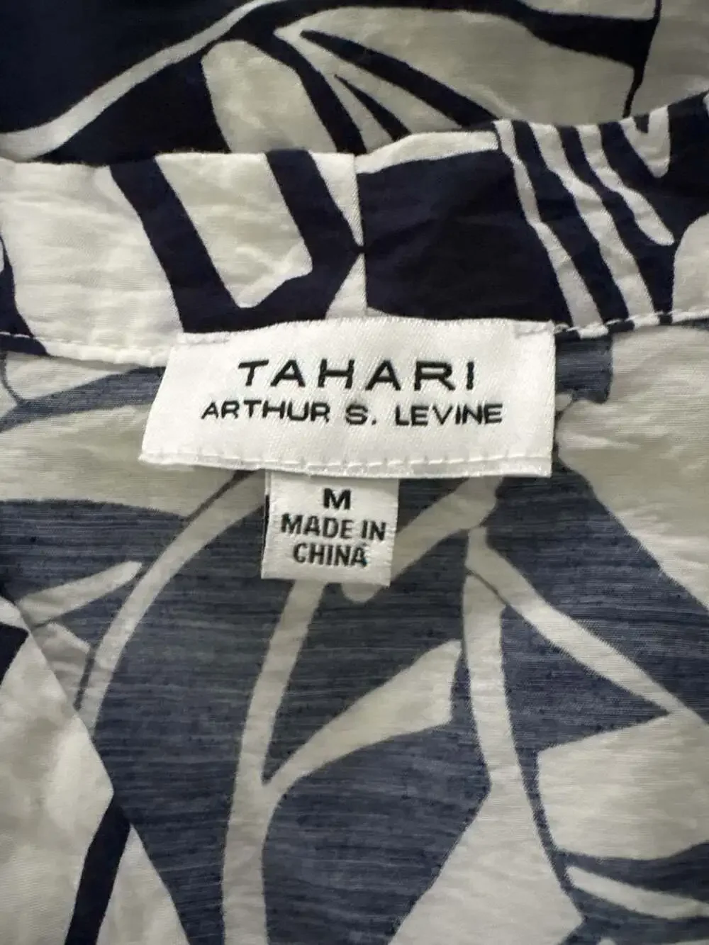 Tahari Arthur S. Levine Navy & White Leaf Print Tiered Midi Dress ladies Size M